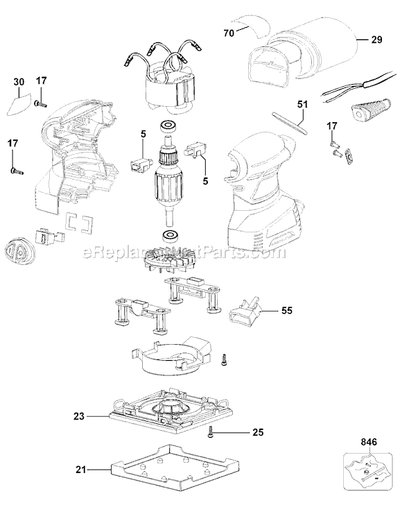 Page A Diagram and Parts List for QS800 Type 1 Black and Decker Sander Polisher